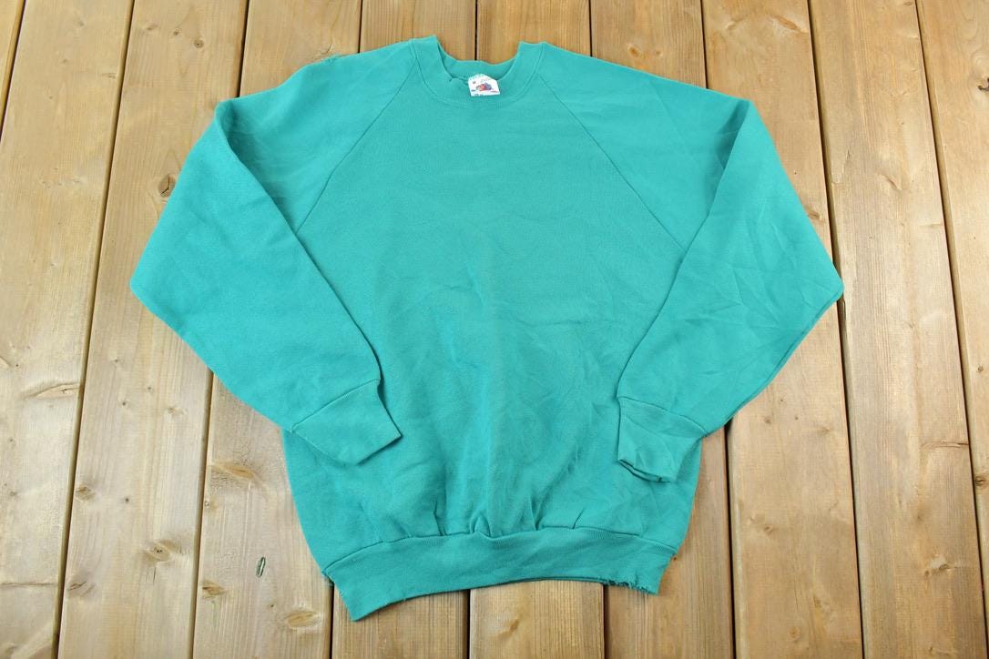 Vintage 1990s FOTL Blank Teal Crewneck Sweatshirt