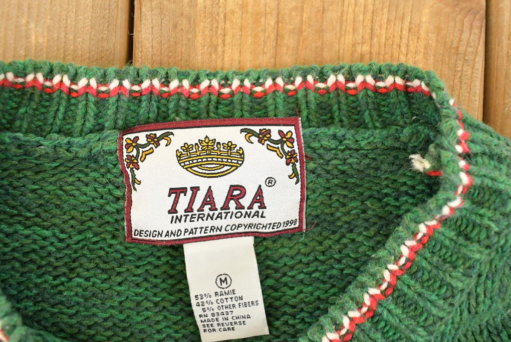 Vintage 1990s Tiara International Christmas Theme Knit Sweater Women's M  Vintage Holiday Sweater  Winter Landscape Theme