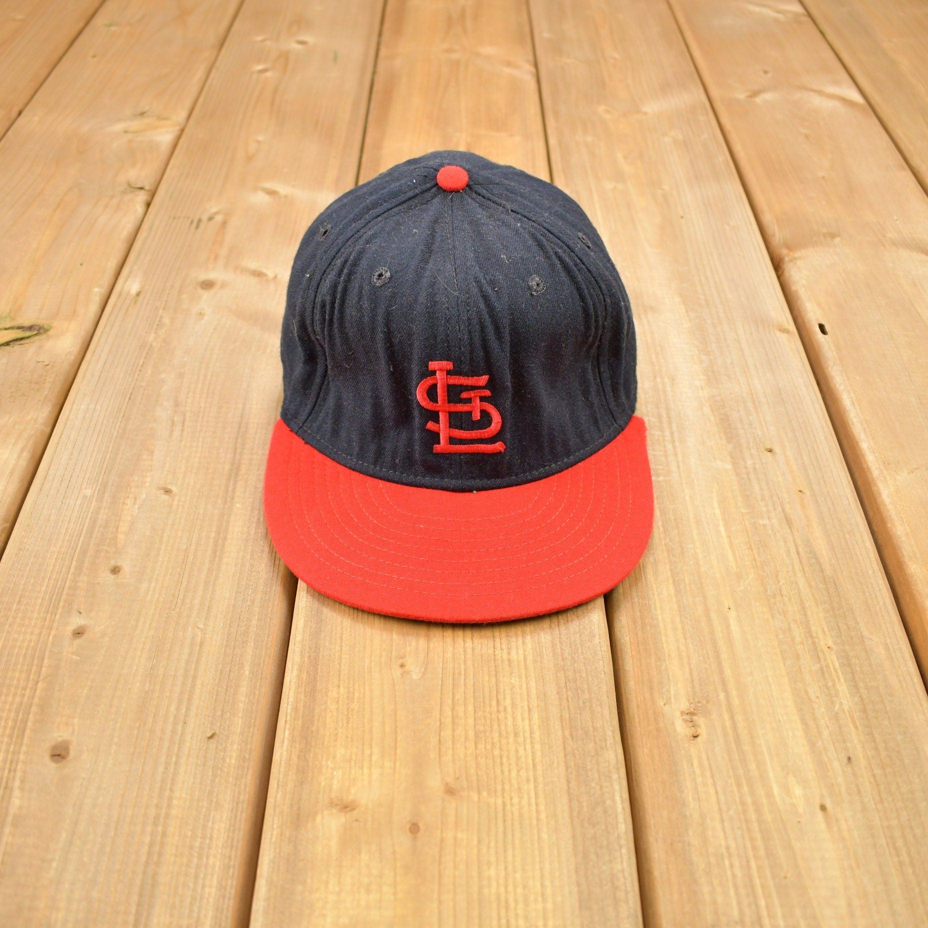 Vintage 1980s St Louis Cardinals MLB New Era Wool Fitted Hat Size 7 3