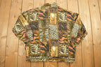 Vintage 1990s Erin London All Over Print Windbreaker Jacket  Leopard  Athletic Spring Summer Sportswear  Streetwear  Athleisure  Active