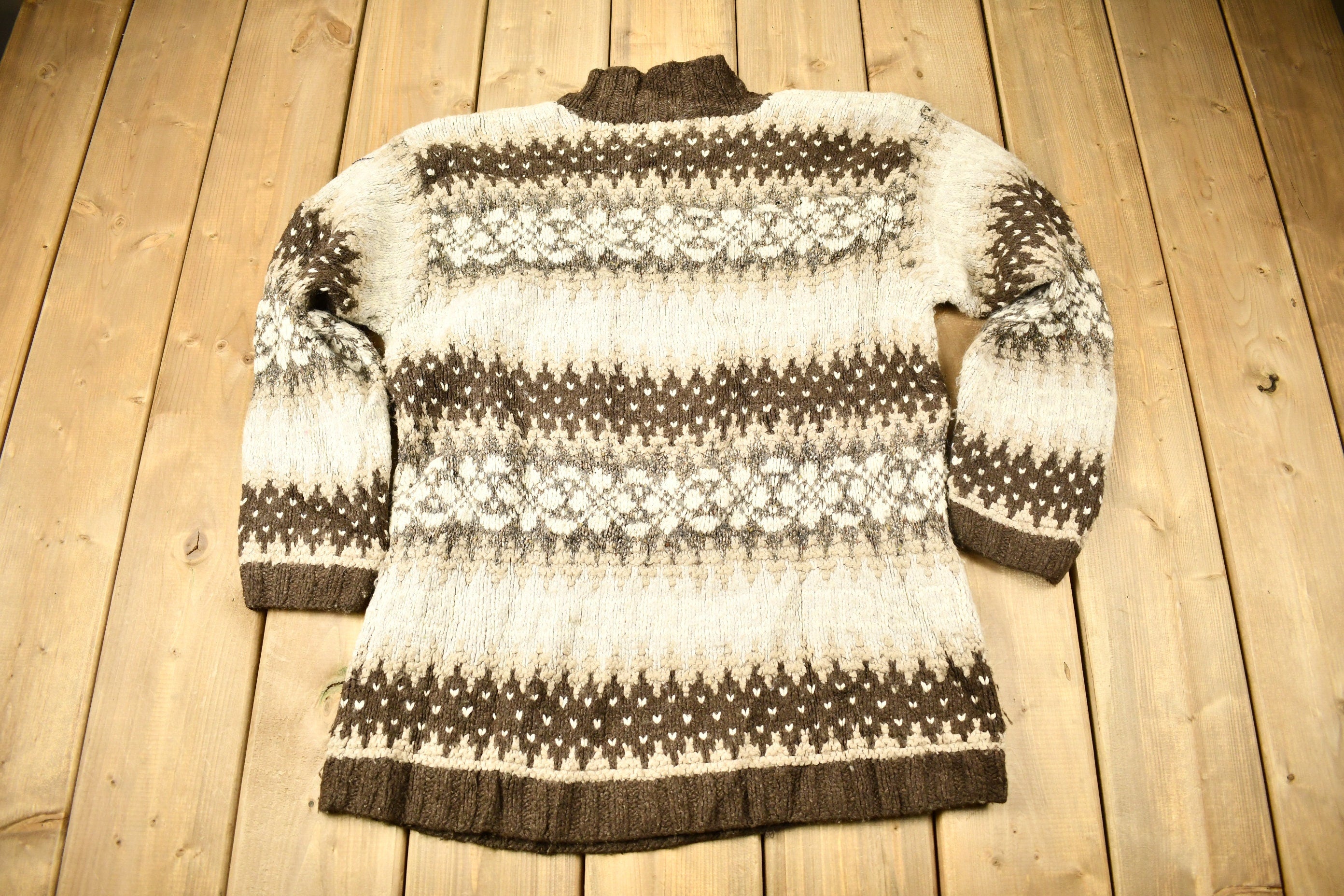 Vintage 1990s Hand Knitted Croft & Barrow Mockneck Sweater