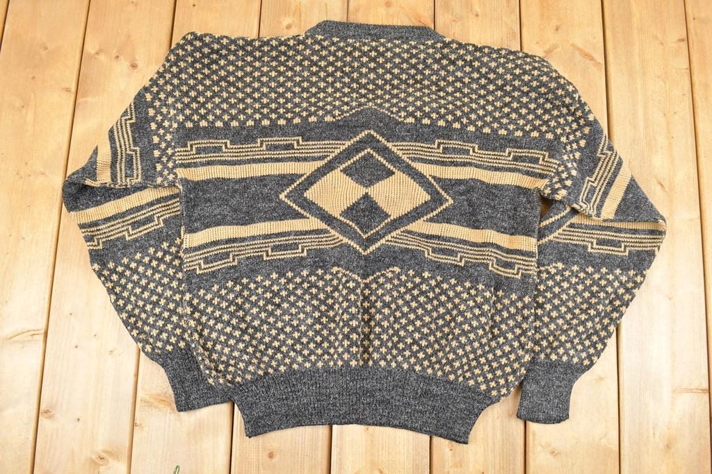 Vintage 1990s Saga Abstract Knit Sweater Men's L