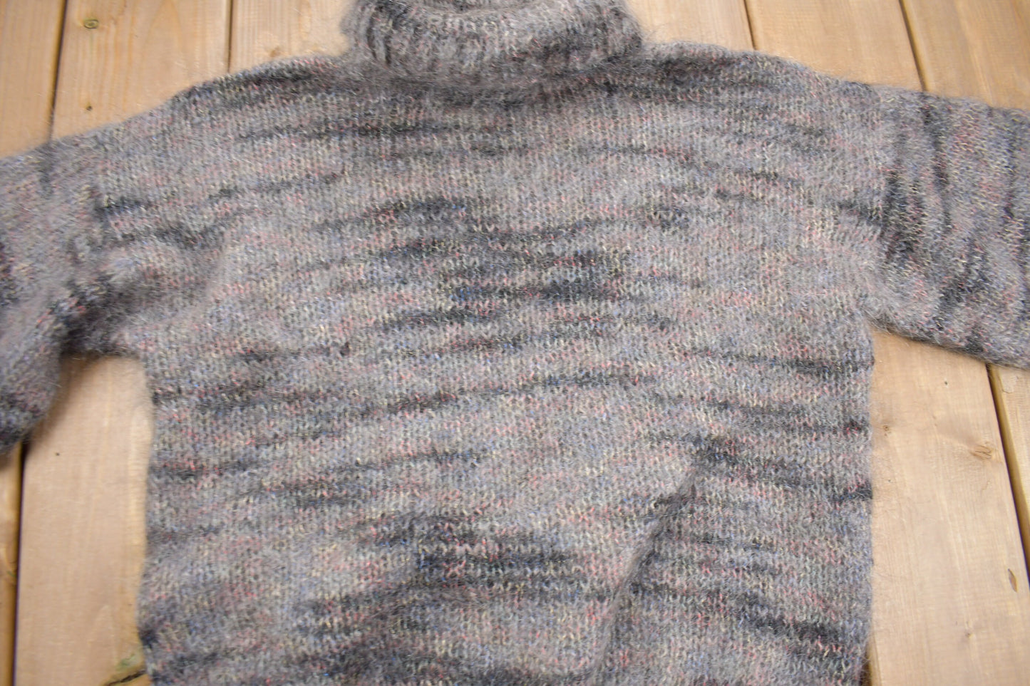 Vintage 1980s Mohair Knit Turtleneck Sweater / Vintage 80s Turtleneck / Pattern Sweater / Pullover Sweatshirt