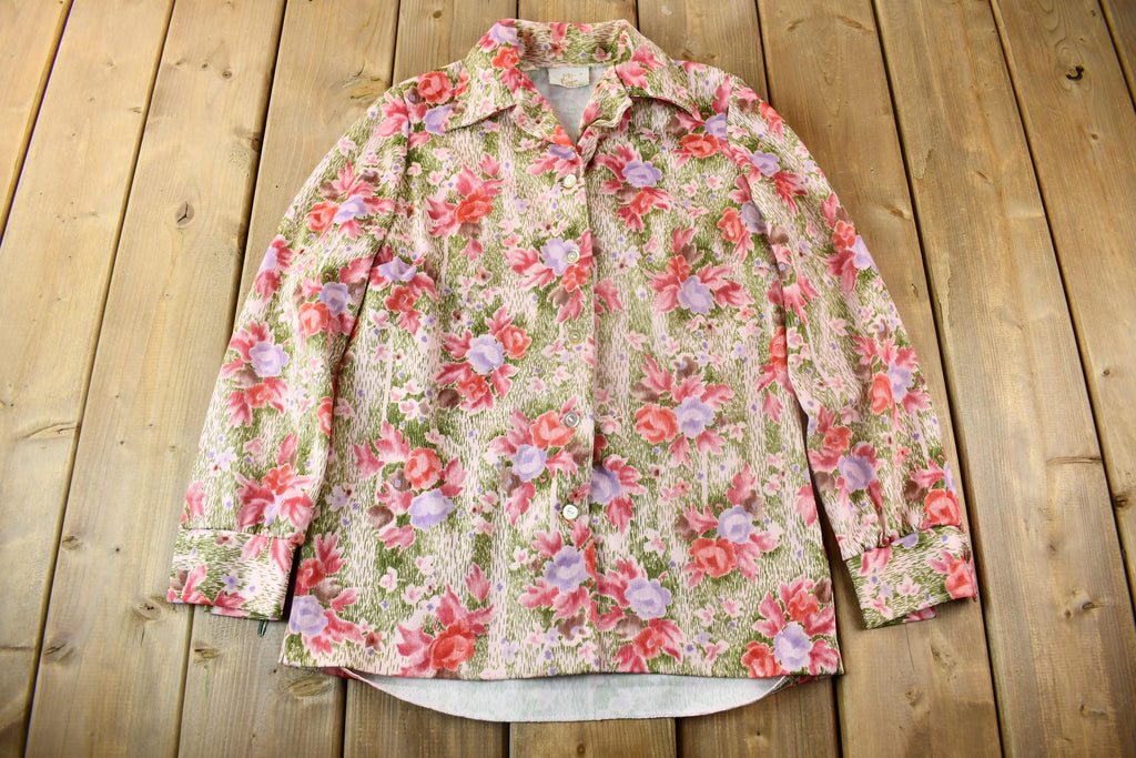 Vintage 1970s Lori Lynn All Over Print Psychedelic Style Blouse