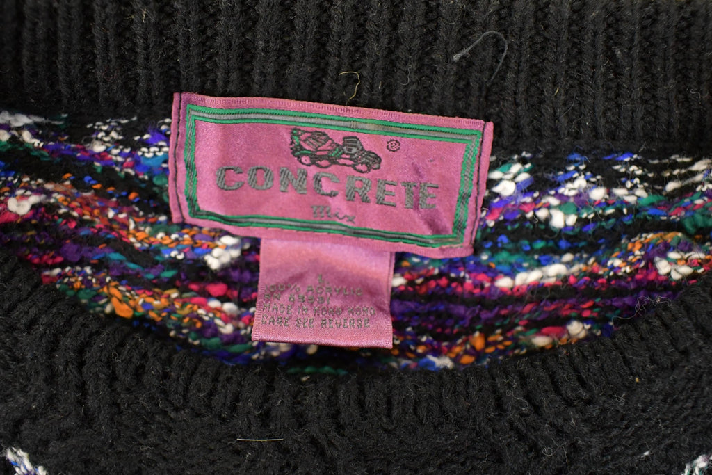 Vintage 1990s Concrete Abstract Knit Crewneck Sweater Mens L