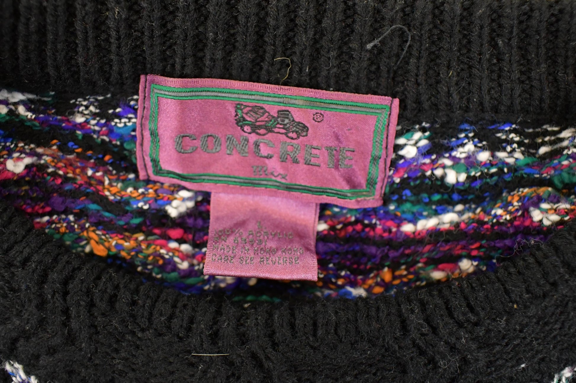 Vintage 1990s Concrete Abstract Knit Crewneck Sweater Mens L