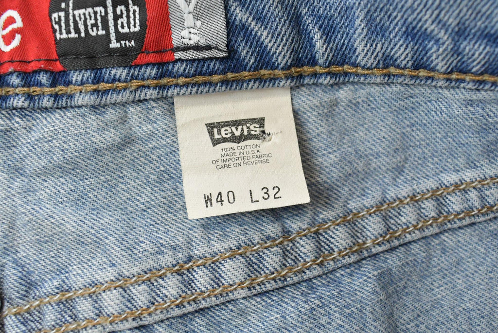 Vintage 1990s Levi Silver Tab Loose Wide Leg Denim Blue Jeans Men's 37 x 32 / 90s Silvertabs / Streetwear / Baggy Jeans / Made in USA