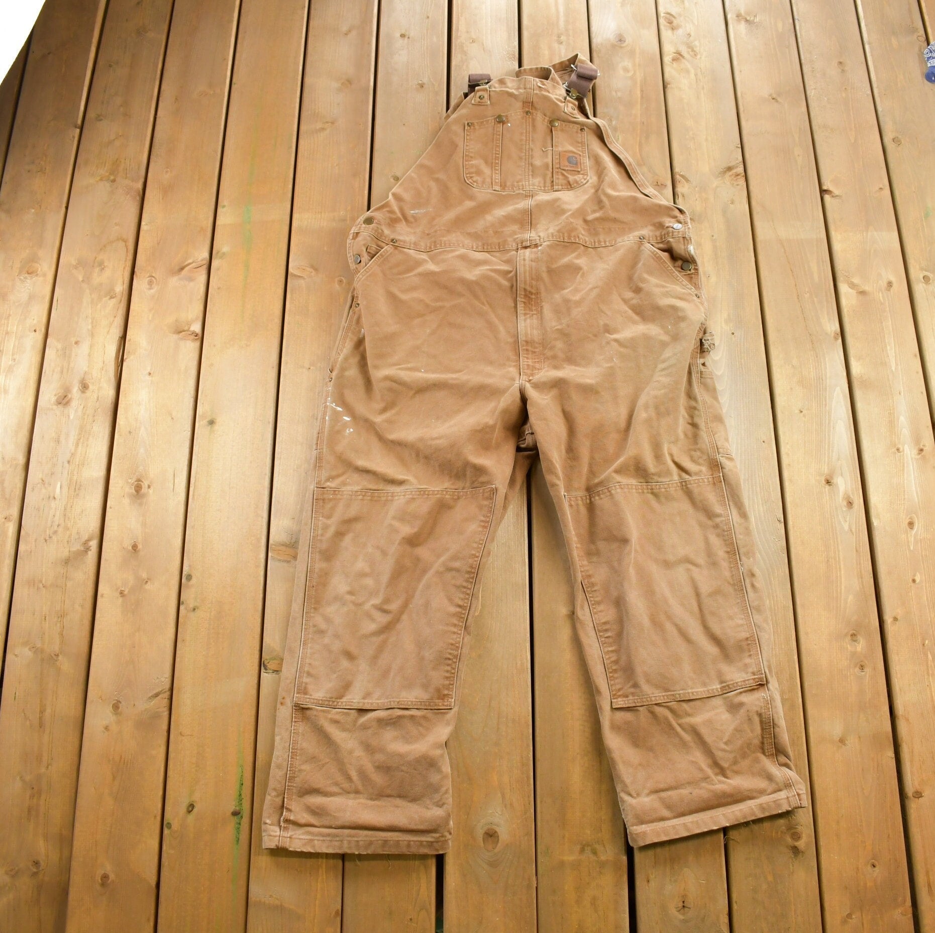 Vintage 1990s Carhartt Double Knee Canvas Overalls Size 50x32
