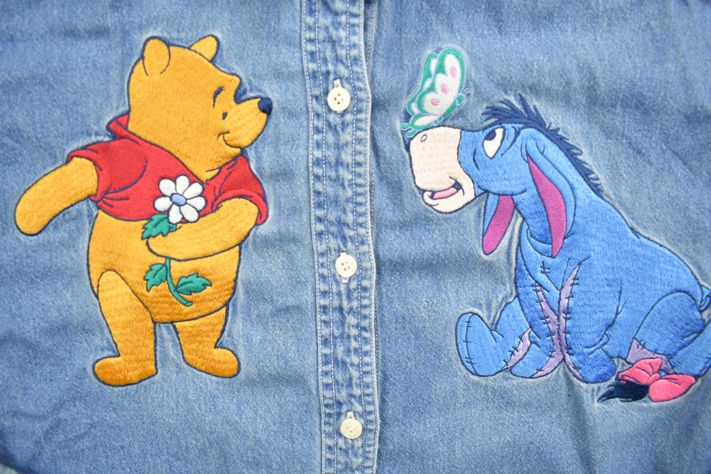 Vintage 1990s Disney Winnie the Pooh Embroidered Denim Jacket  Vintage Denim  Streetwear  Outerwear  Fall Jacket  90s  Piglet