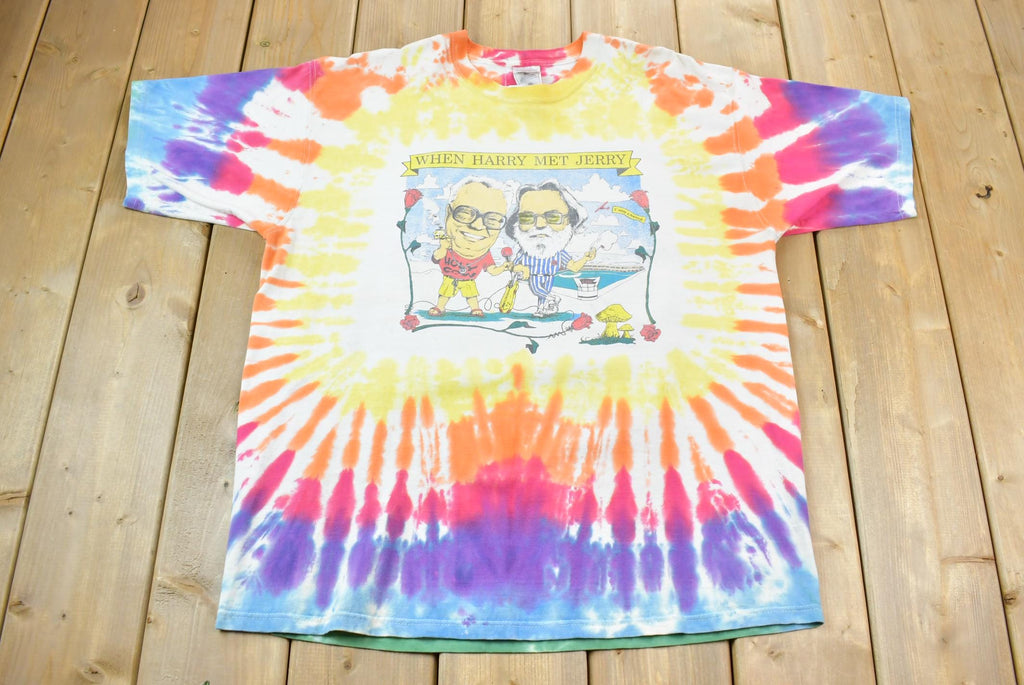 Vintage 1990s When Harry Met Jerry All Over Print Tie Dye Graphic T-Shirt