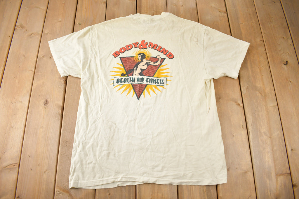 Vintage 1990s Body & Mind Health And Fitness Single Stitch Graphic T Shirt Made In USA
