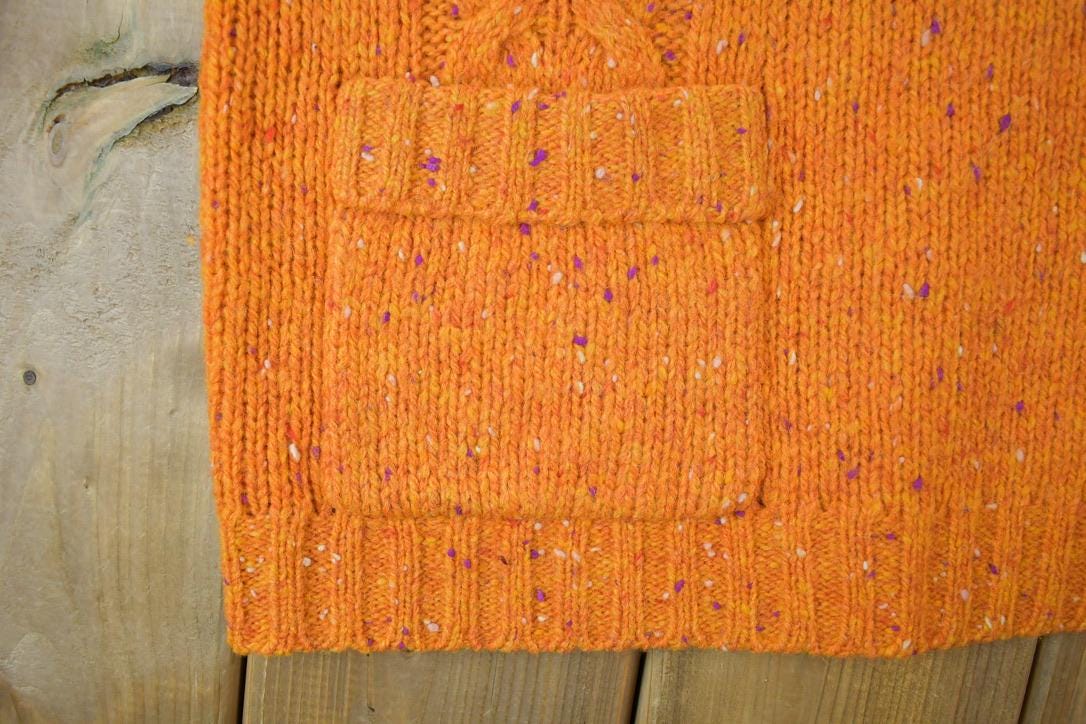 Vintage 1990s CW 3D Colored Cable Knit Turtleneck Sweater