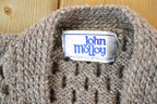 Vintage 1990s John Molloy Cable Knit Perfect Mild Distress Cardigan Sweater Vest Made In Ireland