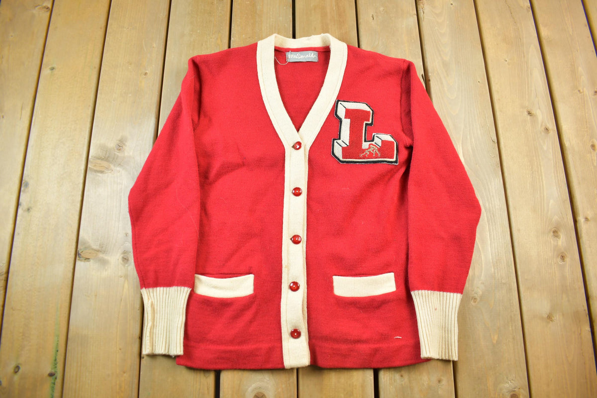 Vintage 1960s Collegiate Wrestling Cardigan Knit Sweater