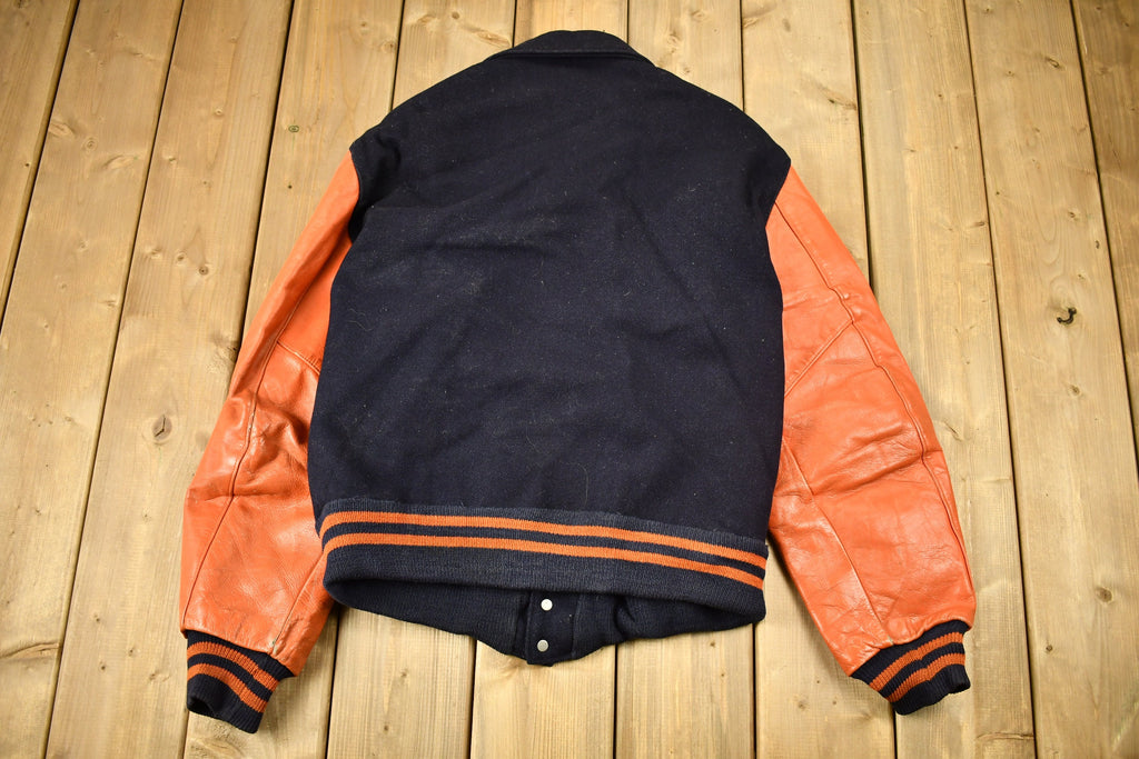 Vintage 1980s Genuine Flynntan Leather Blank Varsity Jacket