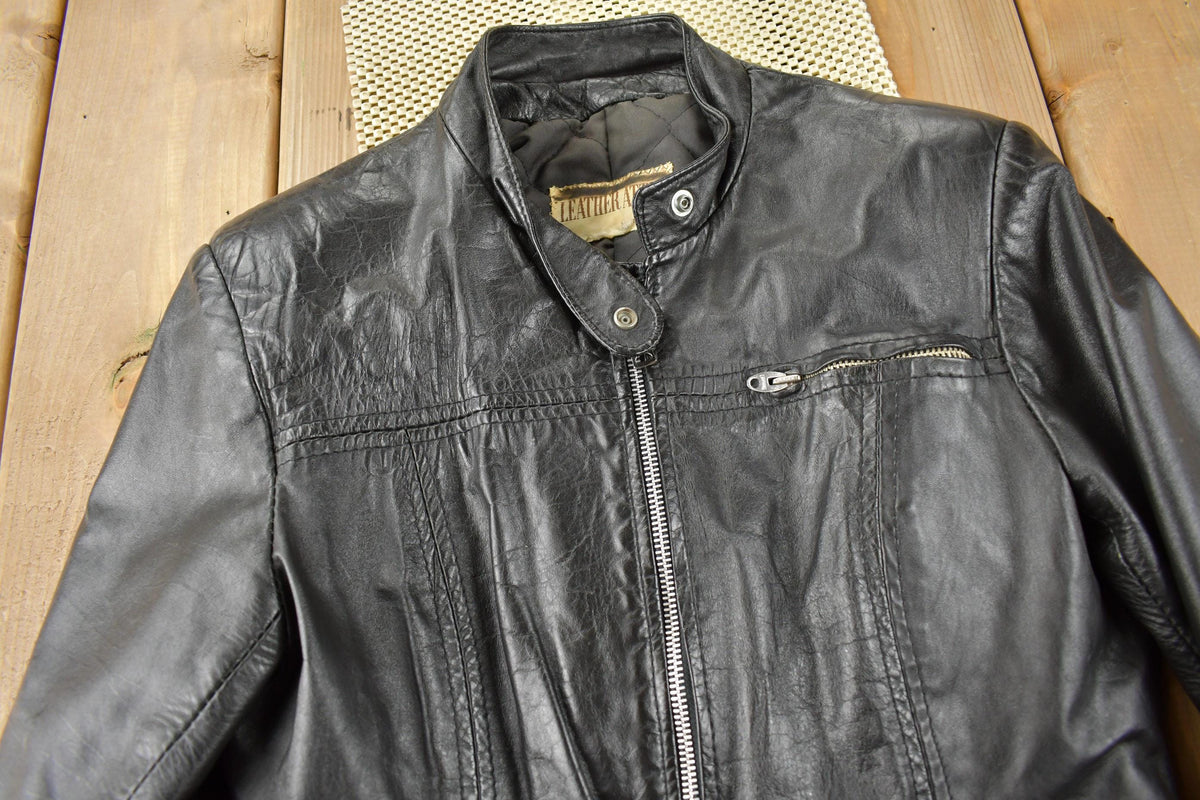 Vintage 1990s Leather Attic Genuine Leather Biker Jacket Made In Canada