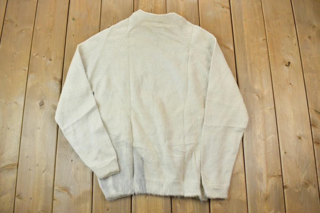 Vintage 1990s South End Imports 100% Cream Wool Knit Sweater