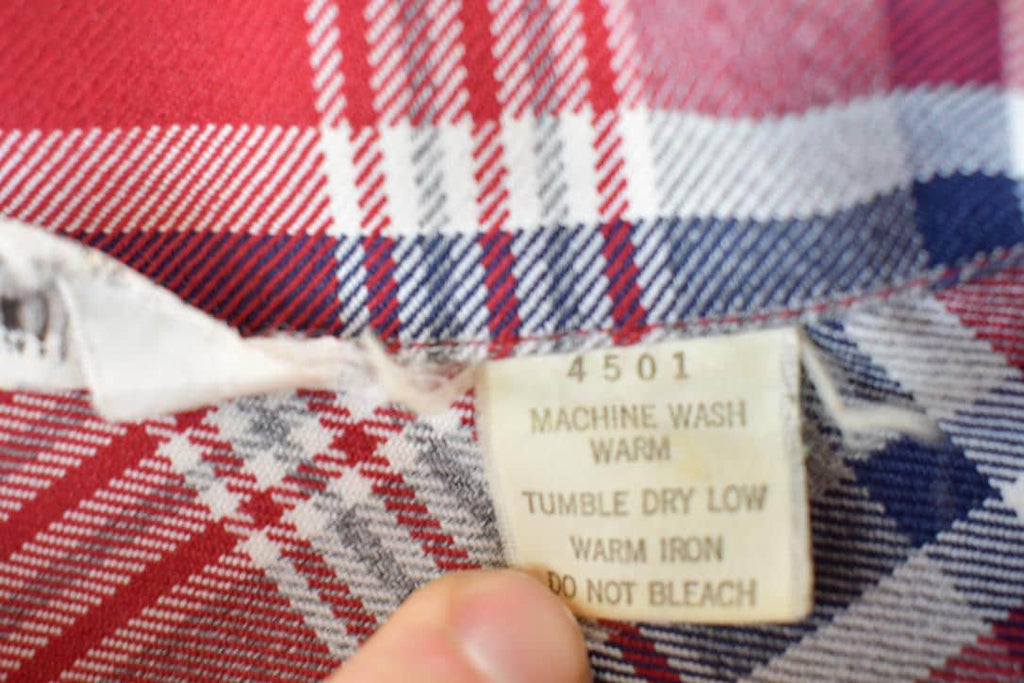 Vintage 1970s Kmart Red Plaid Flannel Button Up Shirt Mens XS  1990s Button Up  Vintage Flannel  Plaid Shirt  Button Down