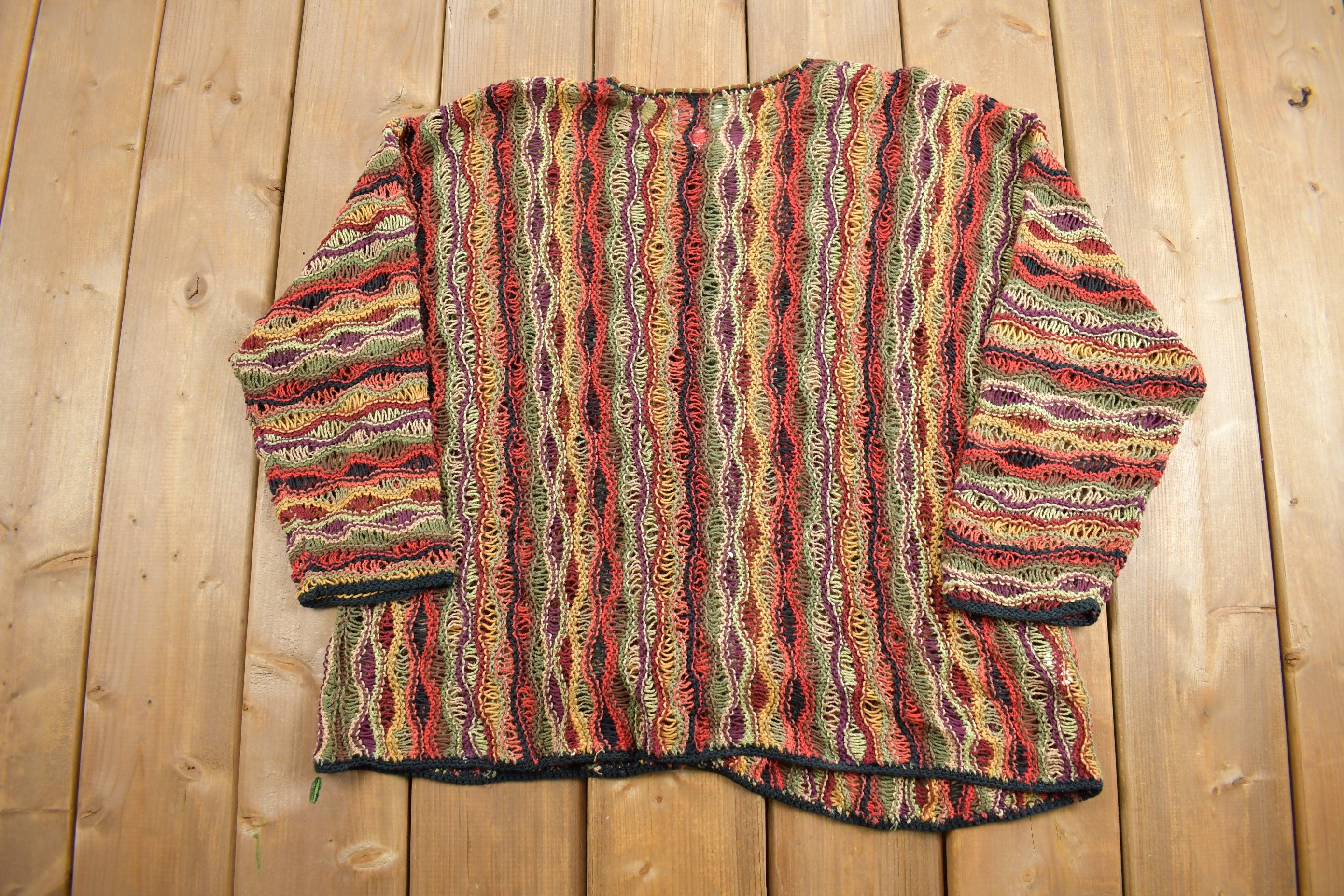 Vintage 1990s Susam Bristol Loose Gauge Knit Cardigan Sweater