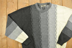 Vintage 1990s Chizani Canada Greyscale Knitted Monochromatic Crewneck Sweater