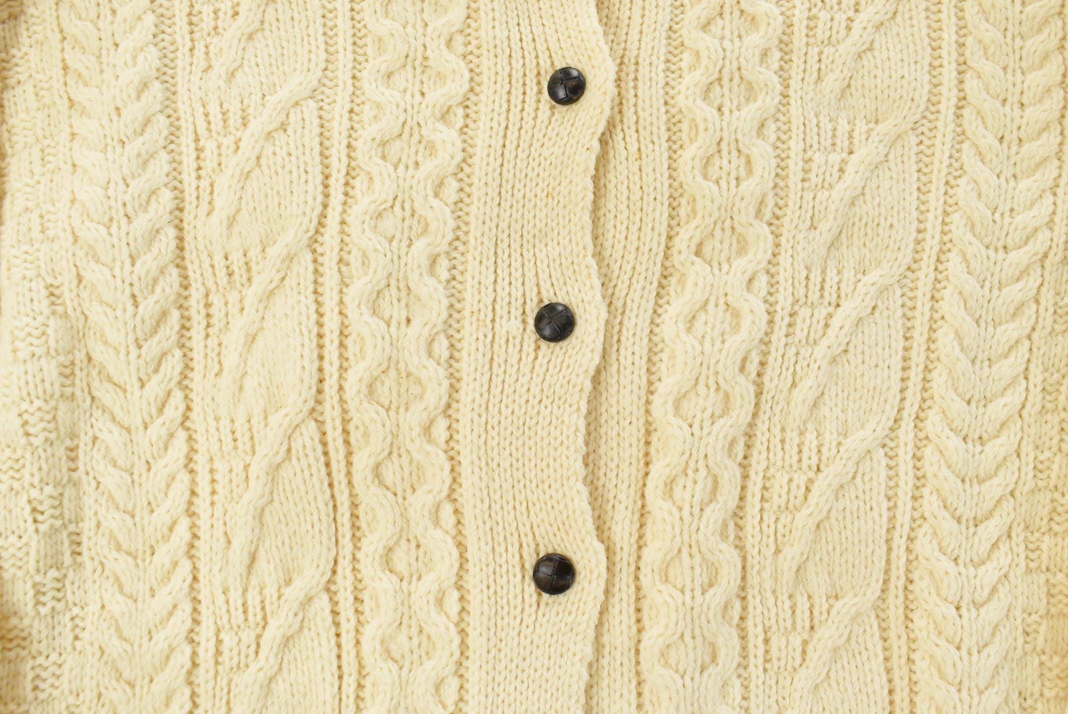 Vintage 1980s Kerry Traditions Cable Knit Wool Knit Cardigan Sweater Women's XL