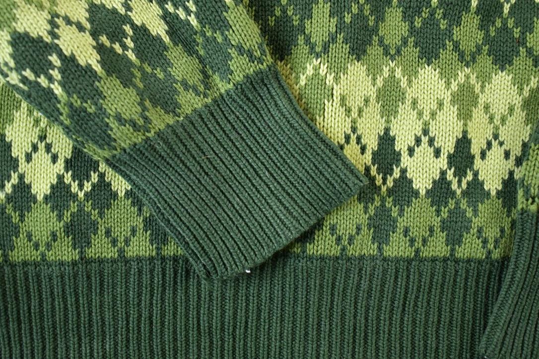 Vintage 1970s ST Leger Argyle Knit Abstract Pattern Crewneck Sweater