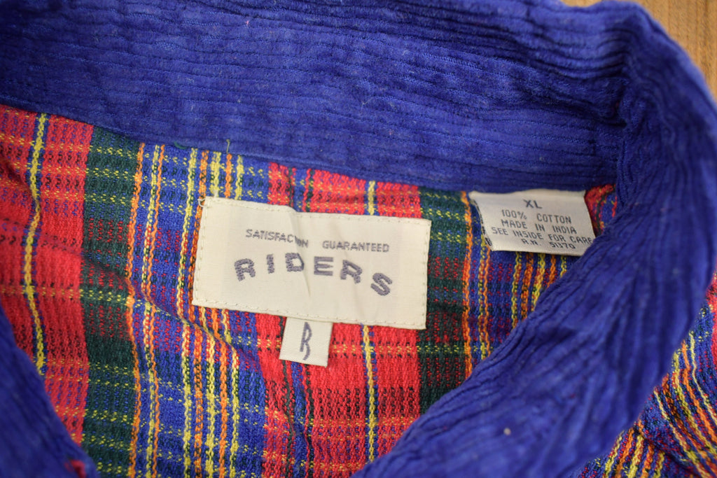 Vintage 1990s Riders Plaid Flannel Button Up Shirt