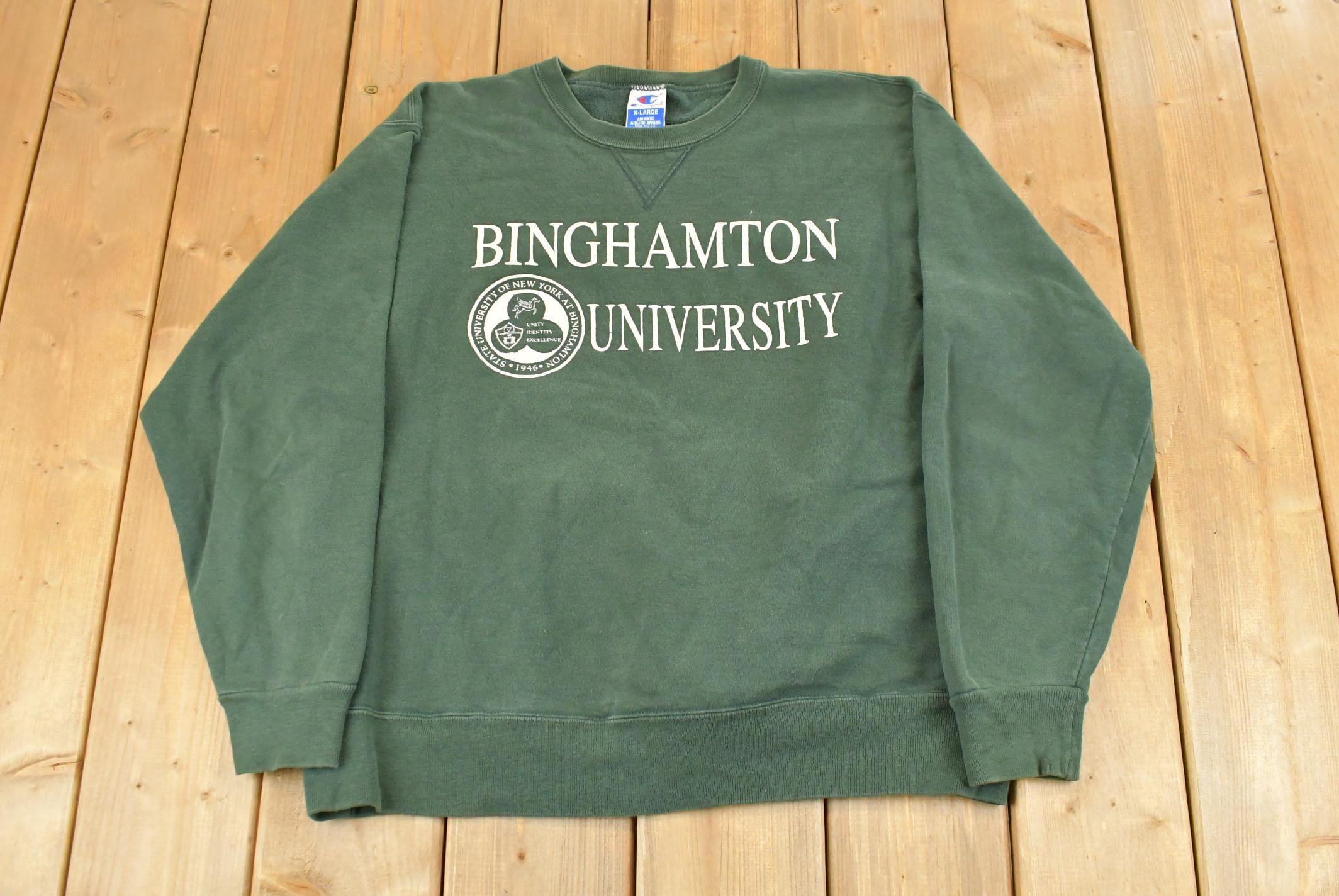 Vintage 1990s University of Binghamton Collegiate Crewneck Sweatshirt Men's Large