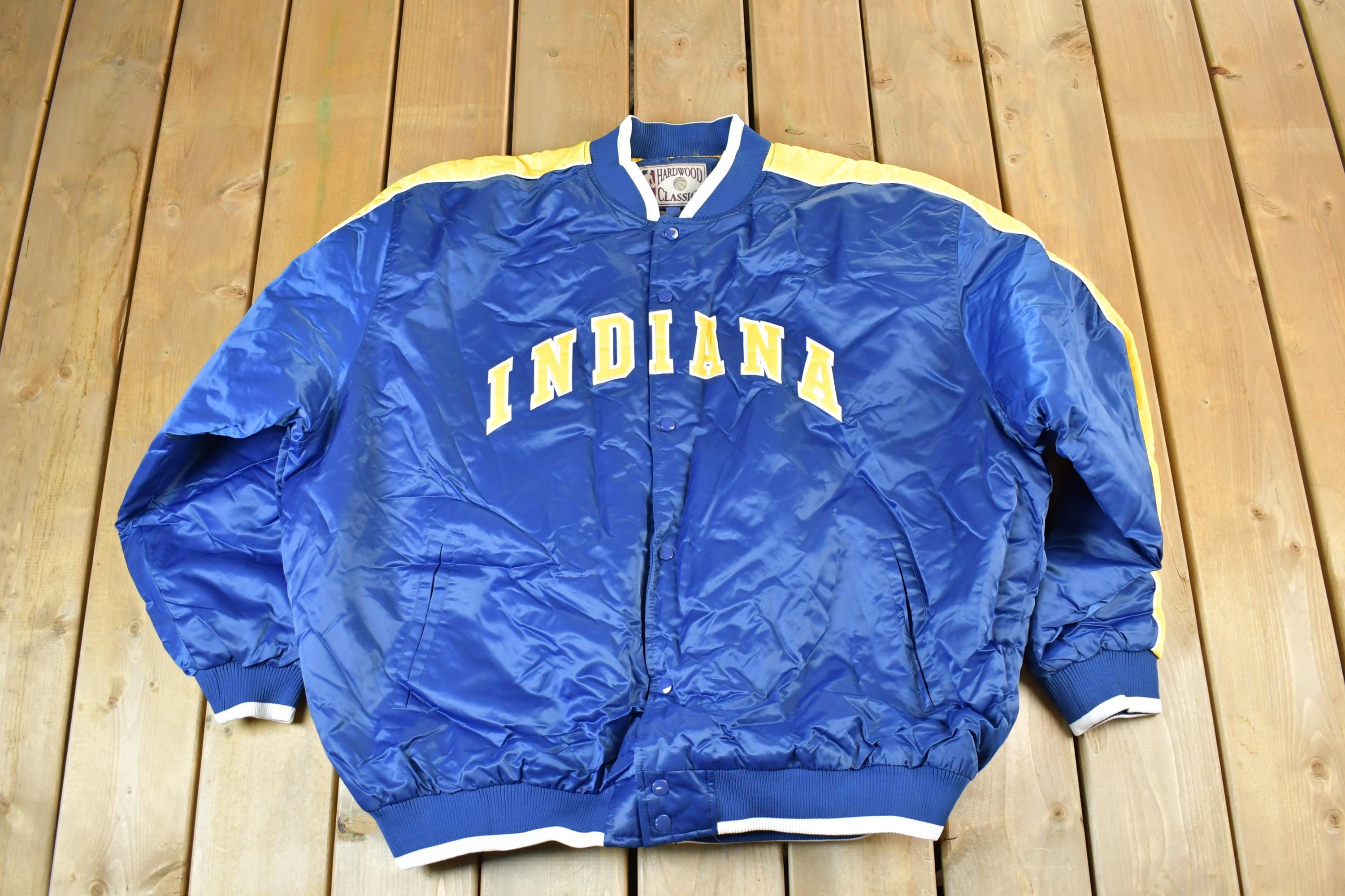 Vintage 1990s Indiana Pacers NBA Hardwood Classics Puffer Bomber Basketball Warm Up Jacket