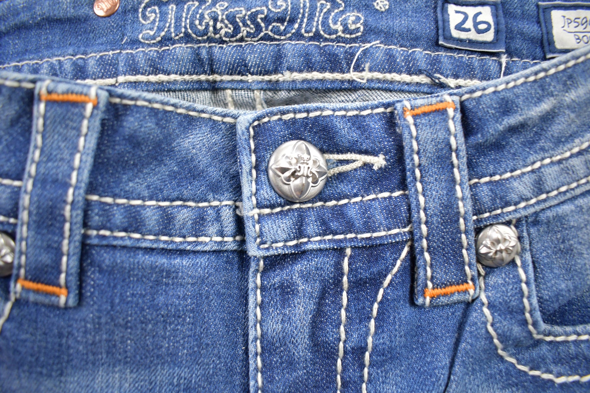 Vintage Y2K Miss Me Bedazzled Low Rise Jeans Size 26x32