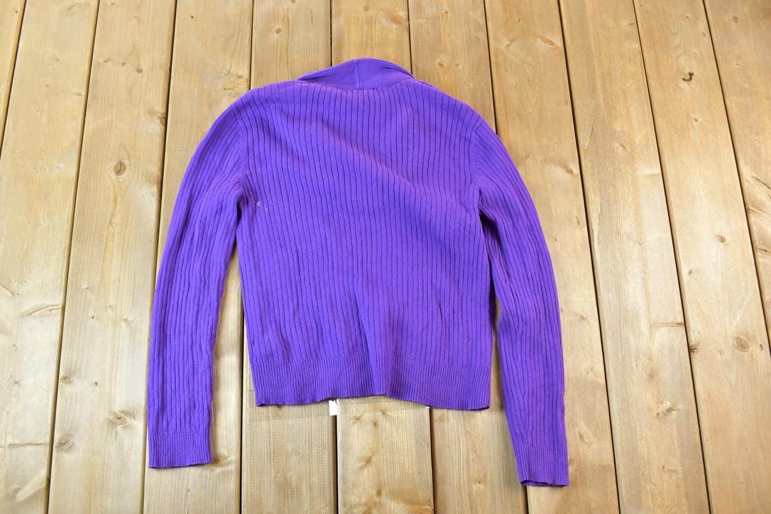 Vintage 1990s Lauren Ralph Lauren Knit Shawl Neck Gold Button Sweater
