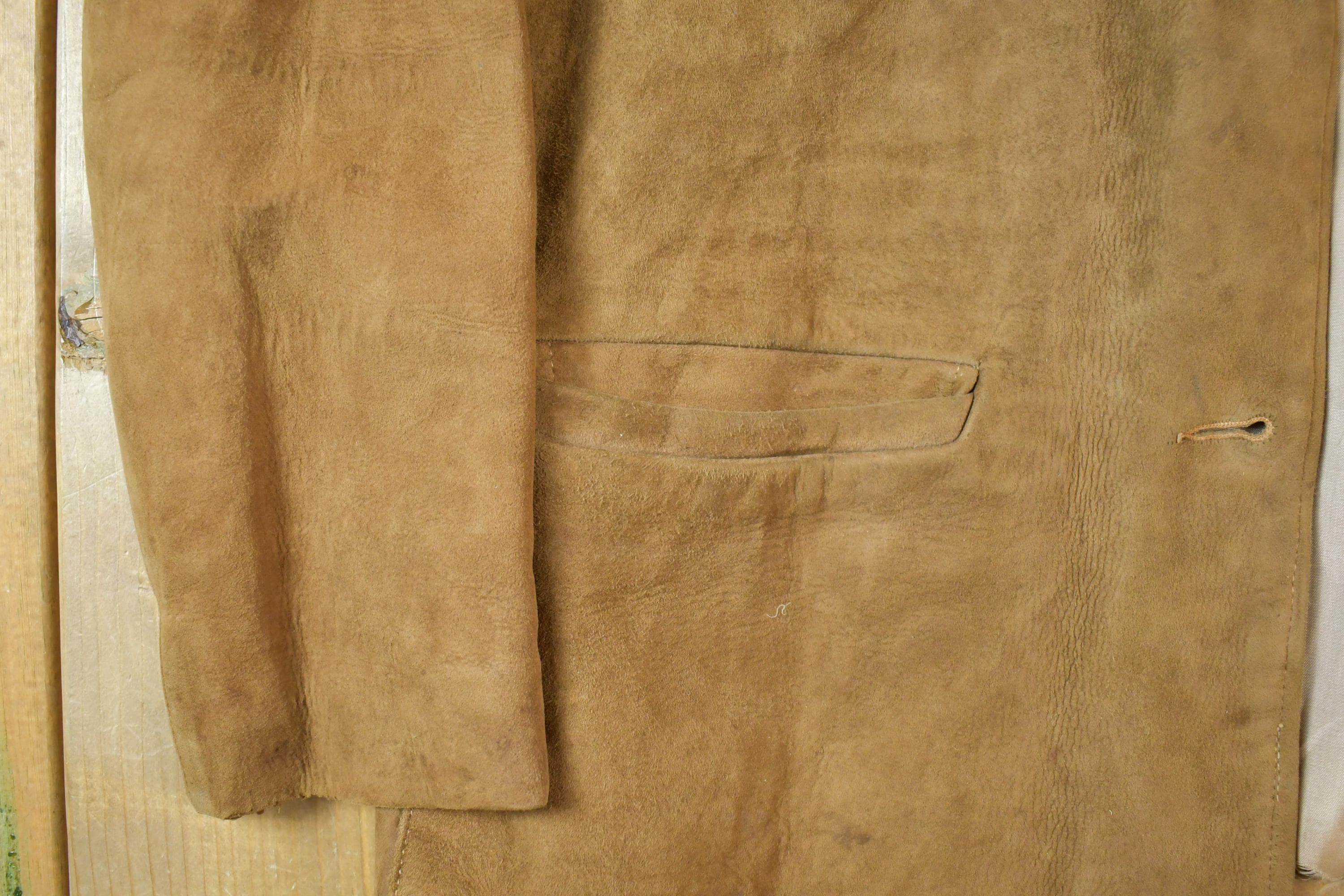 Vintage 1980s Trojan Sportswear Suede Leather Light Button Up jacket
