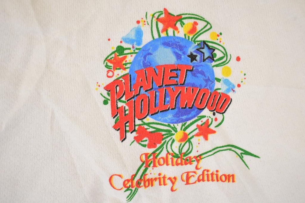 Vintage 1990s Planet Hollywood Arnold Schwarzenegger Graphic Print Christmas Tree Crewneck Sweatshirt Mens XL