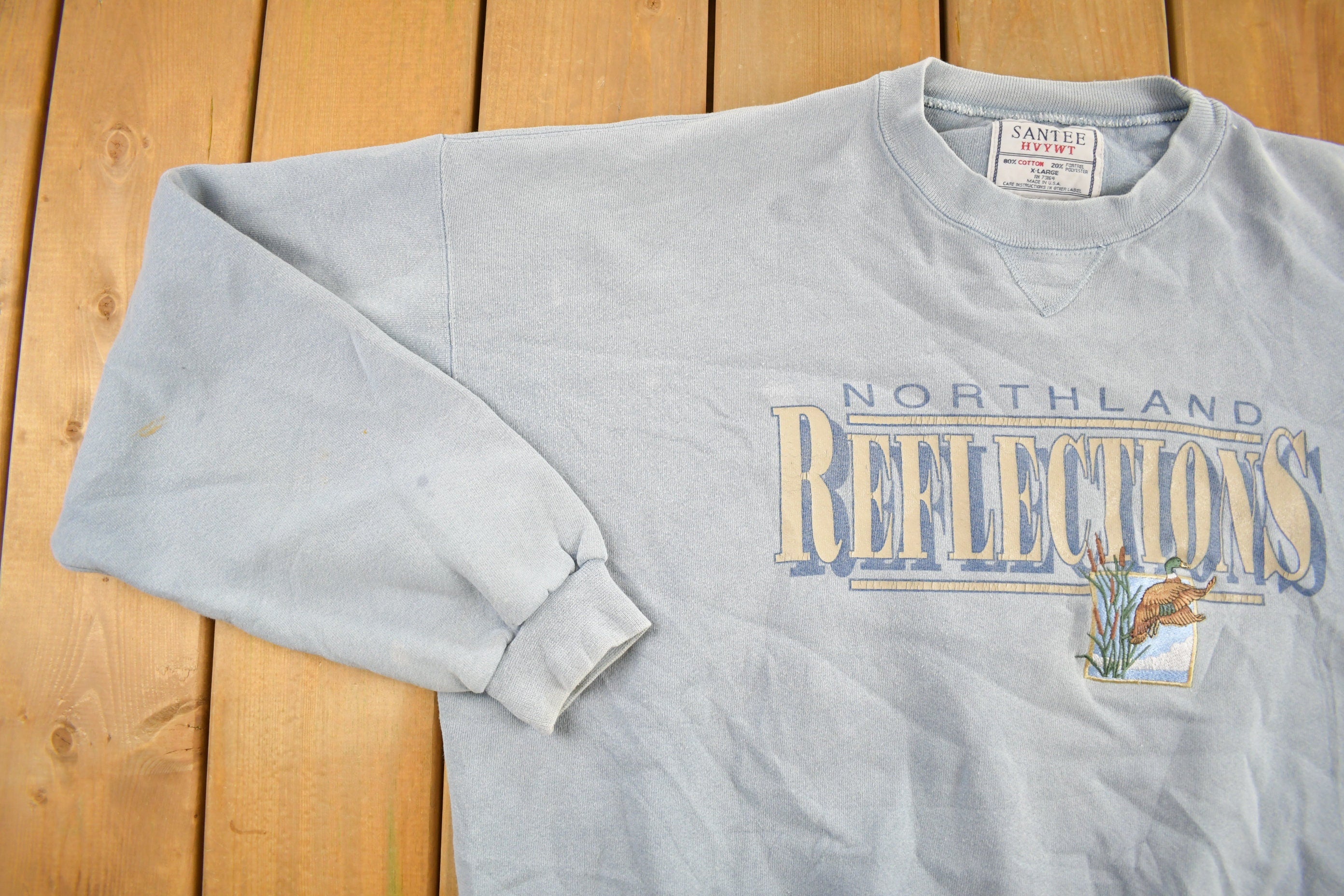 Vintage 1990s Northern Reflections Crewneck Sweater / 90s Crewneck / Grandma Sweater / Nature Theme / Outdoors / Santee / Made In USA