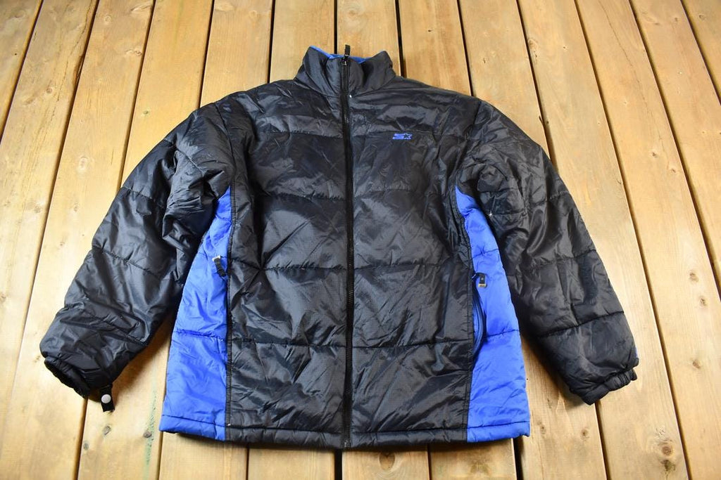 Vintage Y2K Starter Puffer Jacket / Black jacket / Size Medium / Vintage Starter