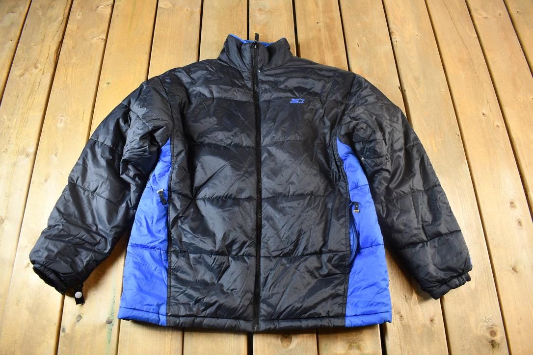 Vintage Y2K Starter Puffer Jacket / Black jacket / Size Medium / Vintage Starter