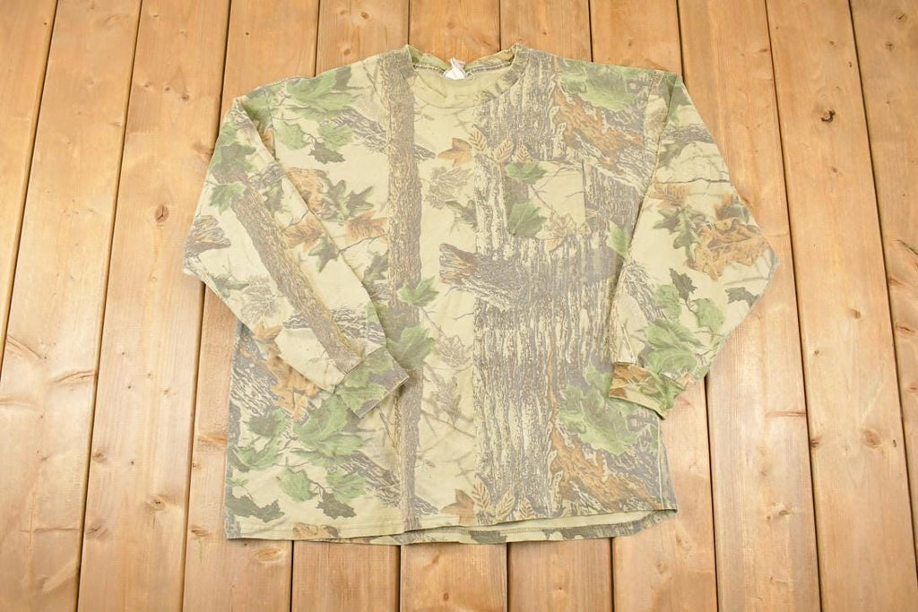 Vintage 1990s Realtree Camo AOP Graphic Print Crewneck Shirt Mens L