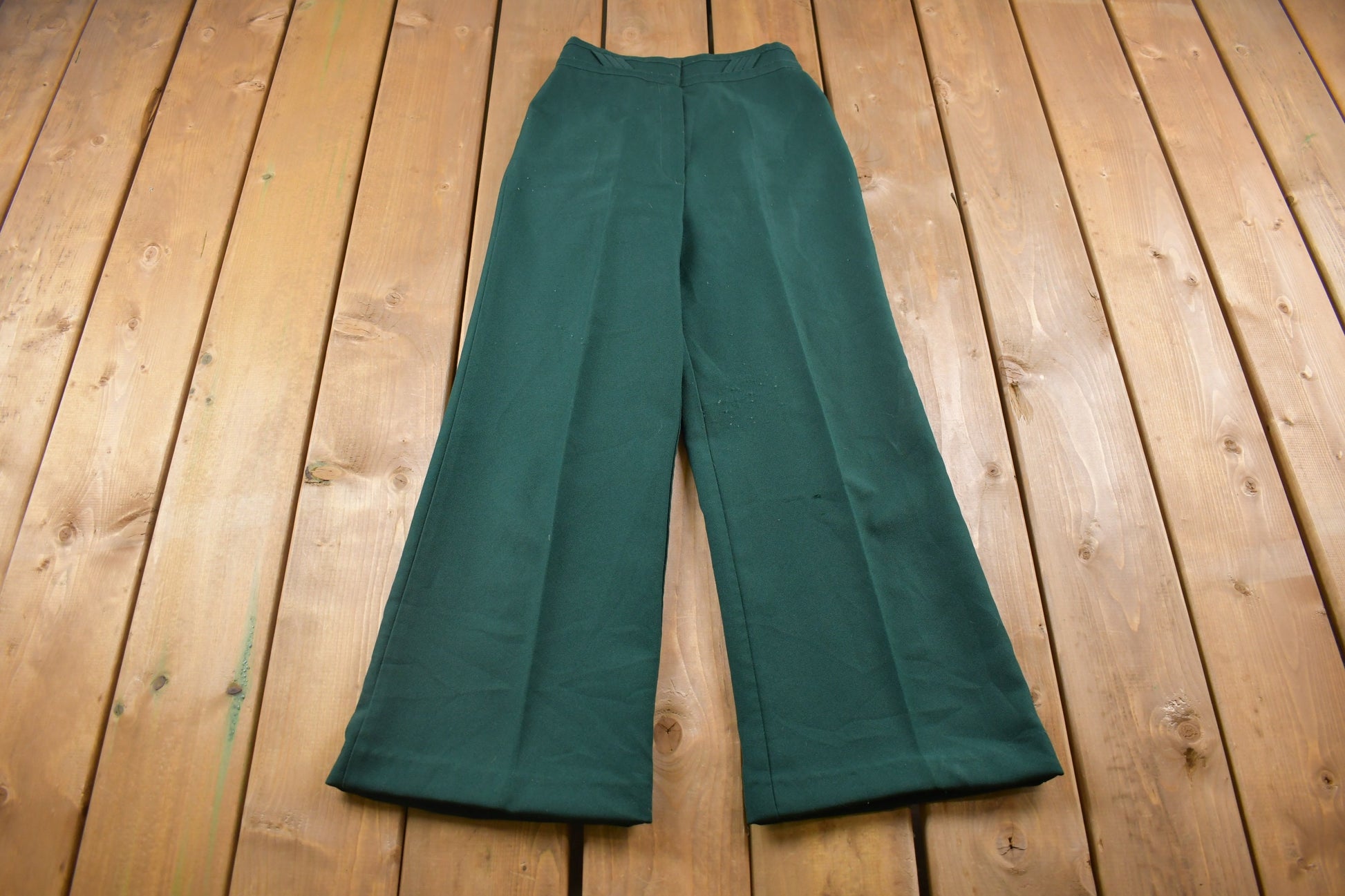 True Vintage 1970's Bellbottoms Green Pants 24 x 25