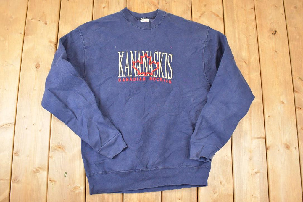Vintage 1990s Kananaskis Canadian Rockies Embroidered Crewneck Sweatshirt Men's L