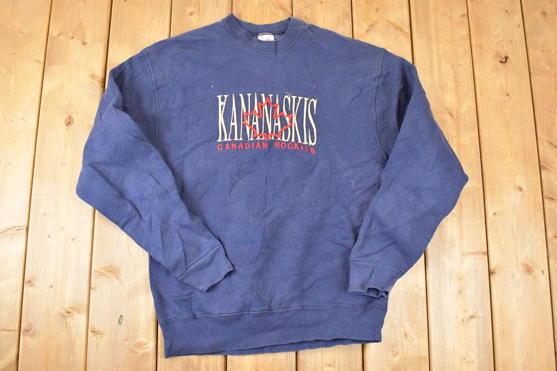 Vintage 1990s Kananaskis Canadian Rockies Embroidered Crewneck Sweatshirt Men's L