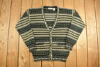 Vintage 1990s Entourage Striped Knitted Cardigan Sweater Button Up