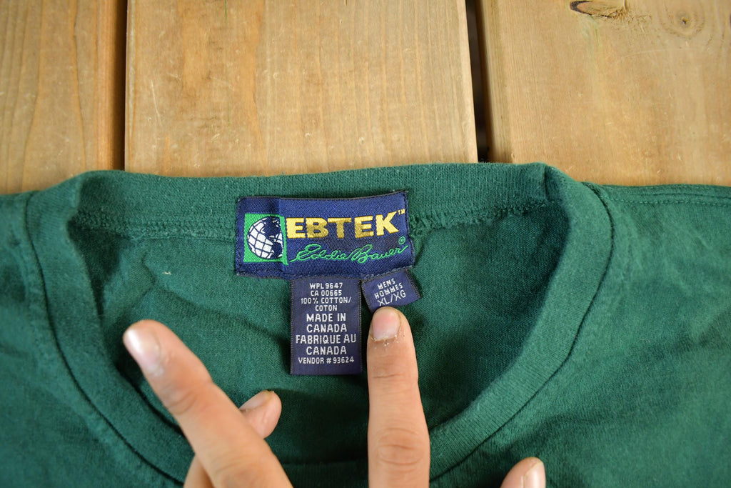 Vintage 1990s Eddie Bauer Ebtek Long Sleeve T-Shirt Men's XL  Outdoors Crew Neck  Made in Canada  90s Hiking Wear