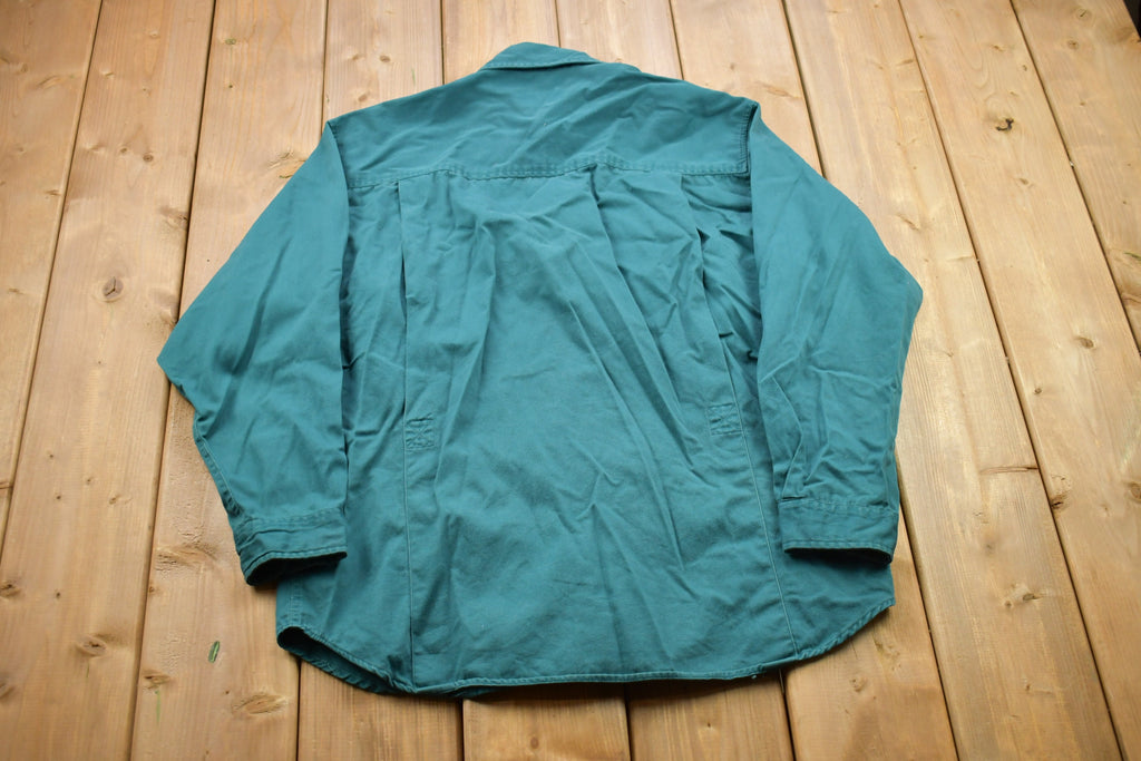Vintage 1990s Blank Green Button Up Shirt