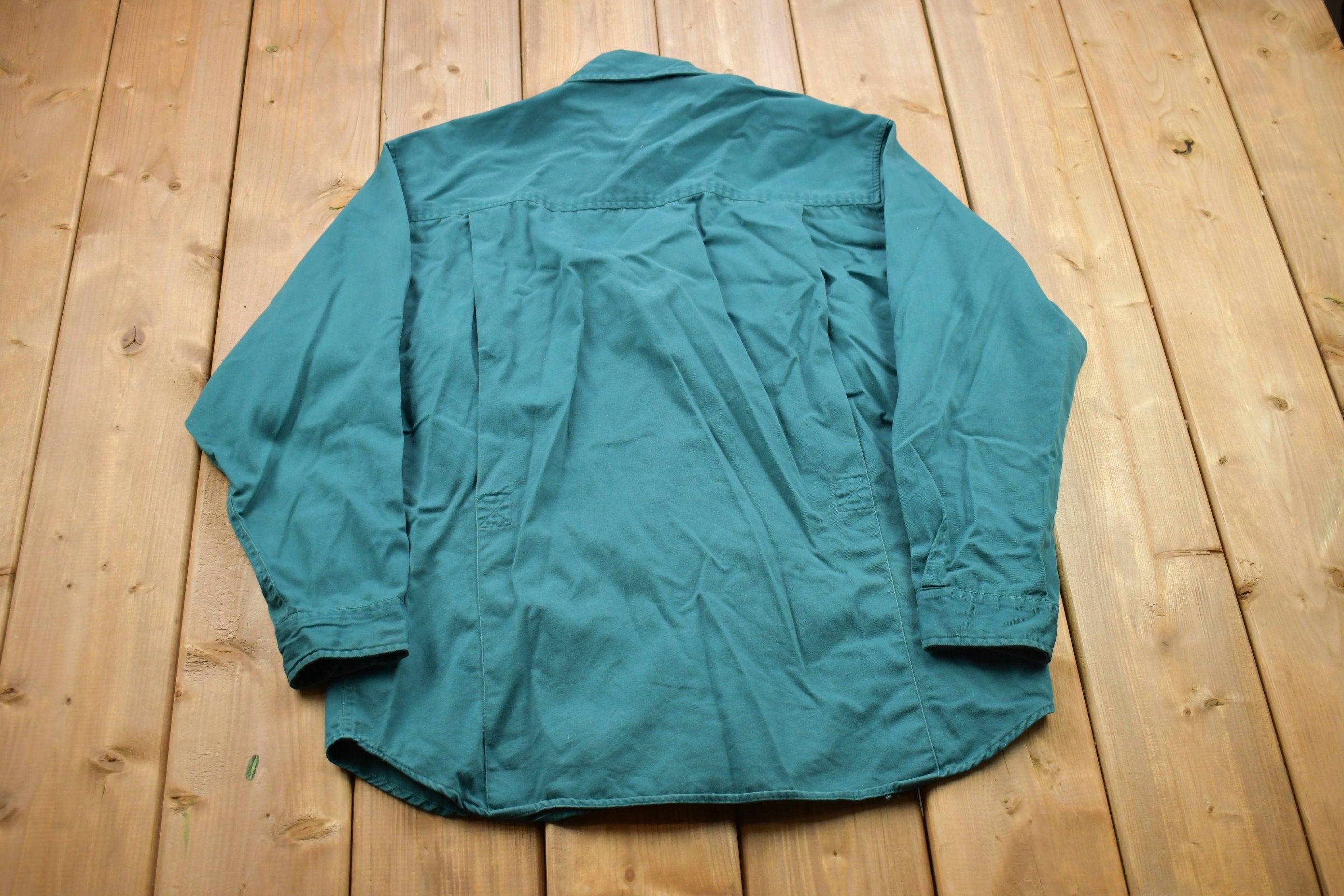 Vintage 1990s Blank Green Button Up Shirt
