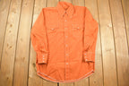 Vintage 1990s Blank Orange Button Up Shirt Contrast Stitching