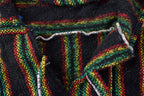 Vintage 1990s Baja Hooded Pullover Striped Knit Poncho Blanket Hoodie