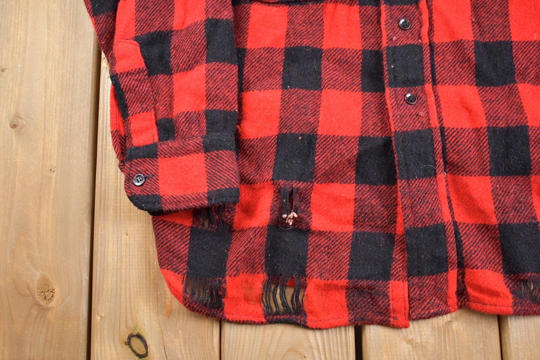 Vintage 1970s Town Craft Buffalo Plaid Button Up Shirt