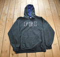 Vintage 1990s Federal Bureau Embroidered Graphic Hoodie Made In USA