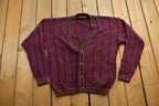 Vintage 1980s New River 3D Cable Knit Cardigan Sweater
