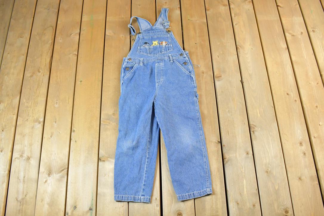 Vintage 1990s Pooh Bear Youth Denim Coveralls Size 8